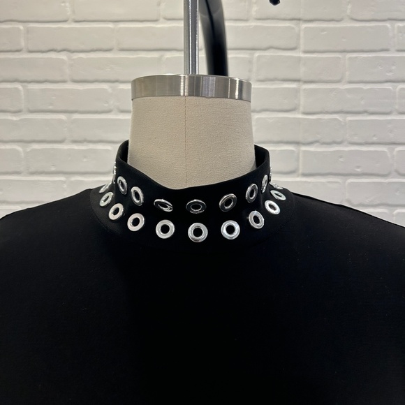 Black Slinky Jersey Dress with Eyelet Detail - Picture 3 of 5